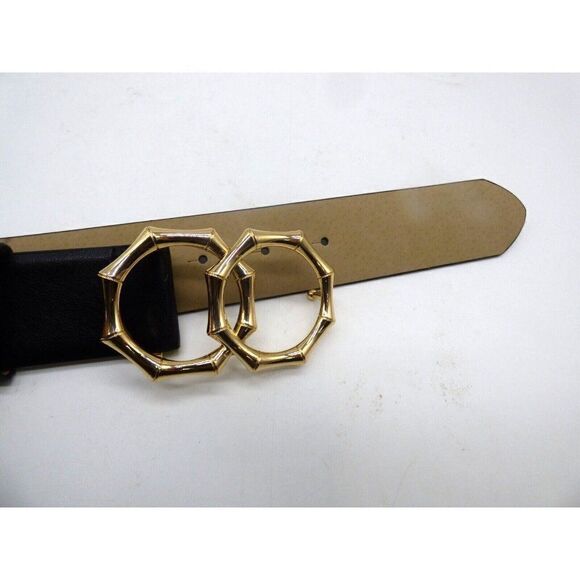 INC International Concepts Double-Circle Bamboo-Buckle Belt, Black - Picture 3 of 7